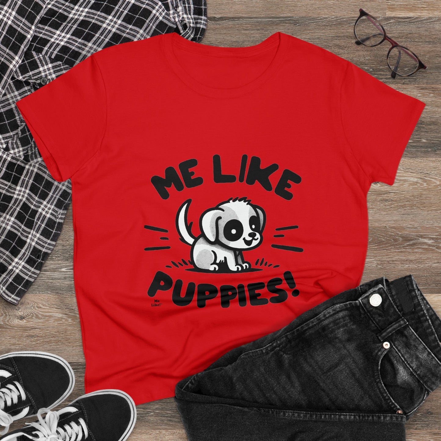 Me Like Puppies! - Women's Heavy Cotton Tee - (#2)