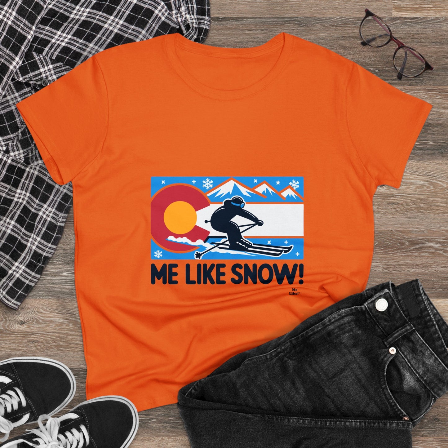 Me Like Snow! - Women's Heavy Cotton Tee - (Ski Colorado #1)