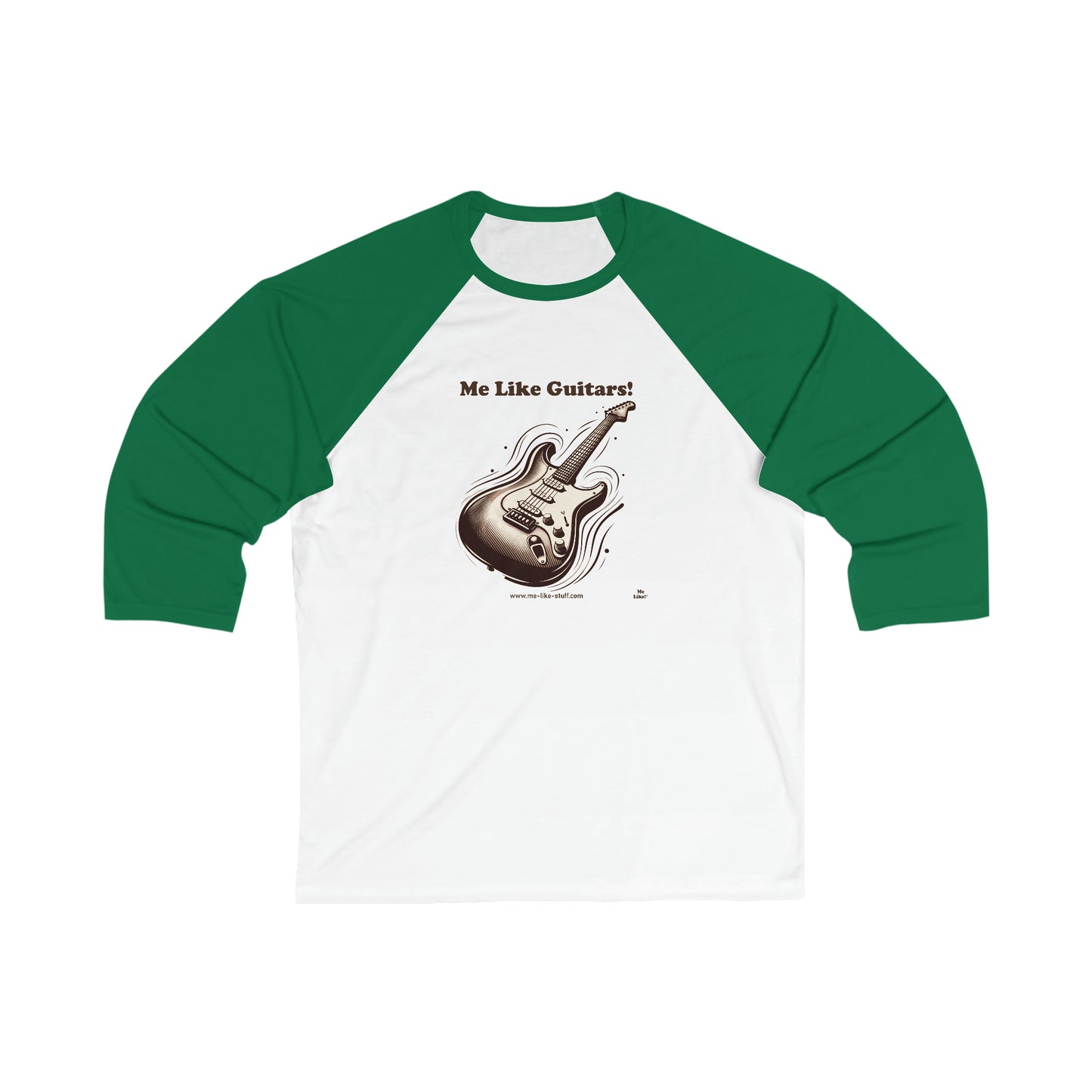 Unisex 3\4 Sleeve Baseball Tee - Me Like Guitars! (Electric #3)