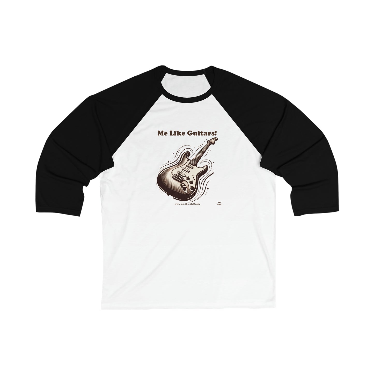 Unisex 3\4 Sleeve Baseball Tee - Me Like Guitars! (Electric #3)