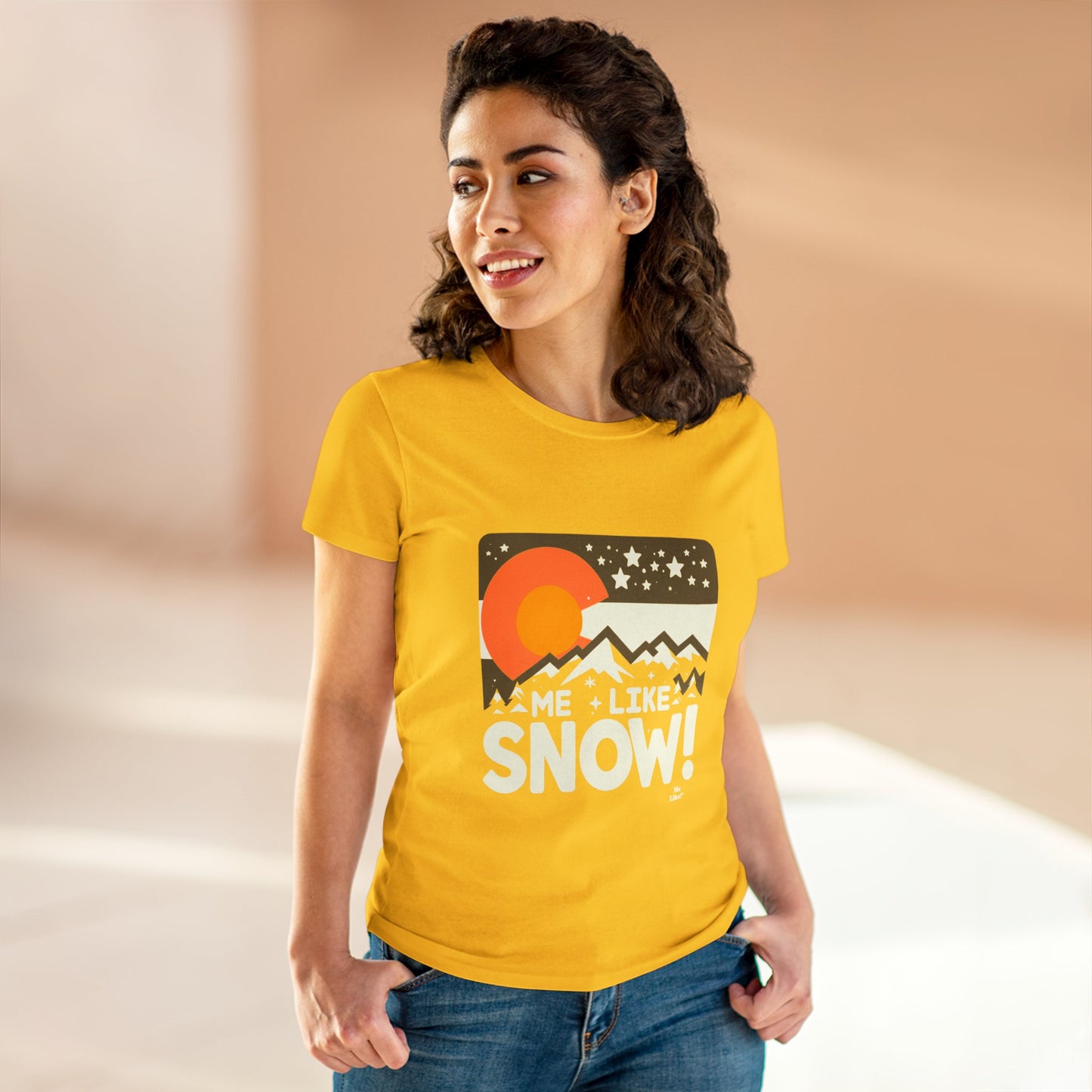 Me Like Snow! - Women's Heavy Cotton Tee - (Snow Colorado #1)