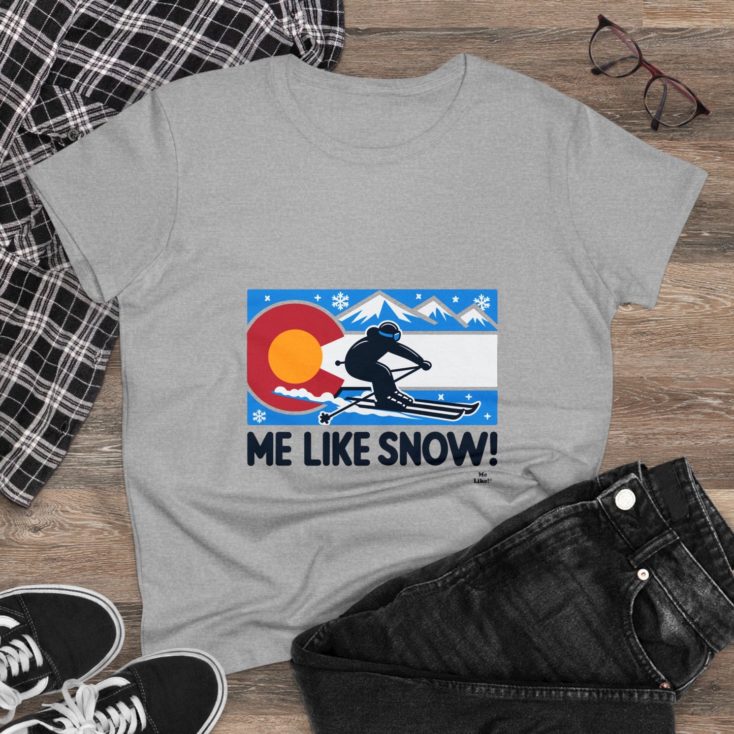 Me Like Snow! - Women's Heavy Cotton Tee - (Ski Colorado #1)