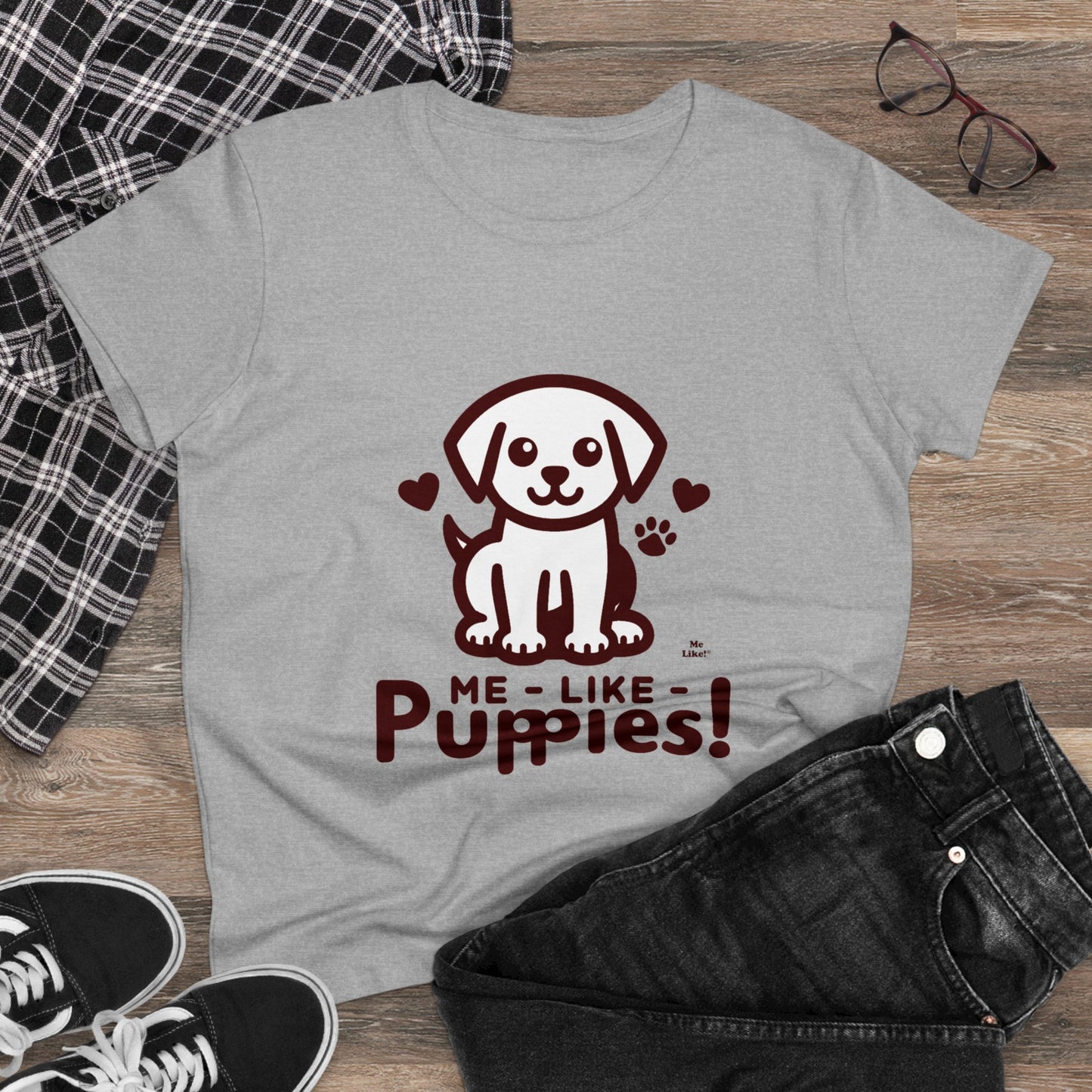 Me Like Puppies! - Women's Heavy Cotton Tee - (#1)