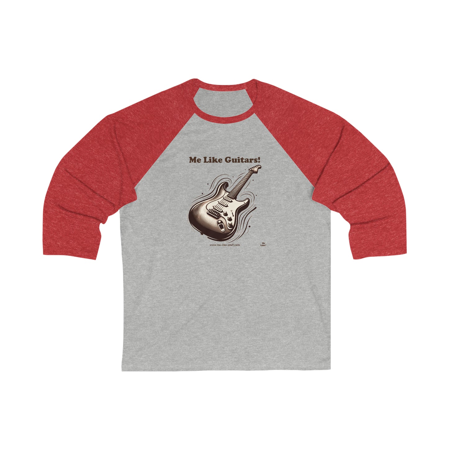 Unisex 3\4 Sleeve Baseball Tee - Me Like Guitars! (Electric #3)