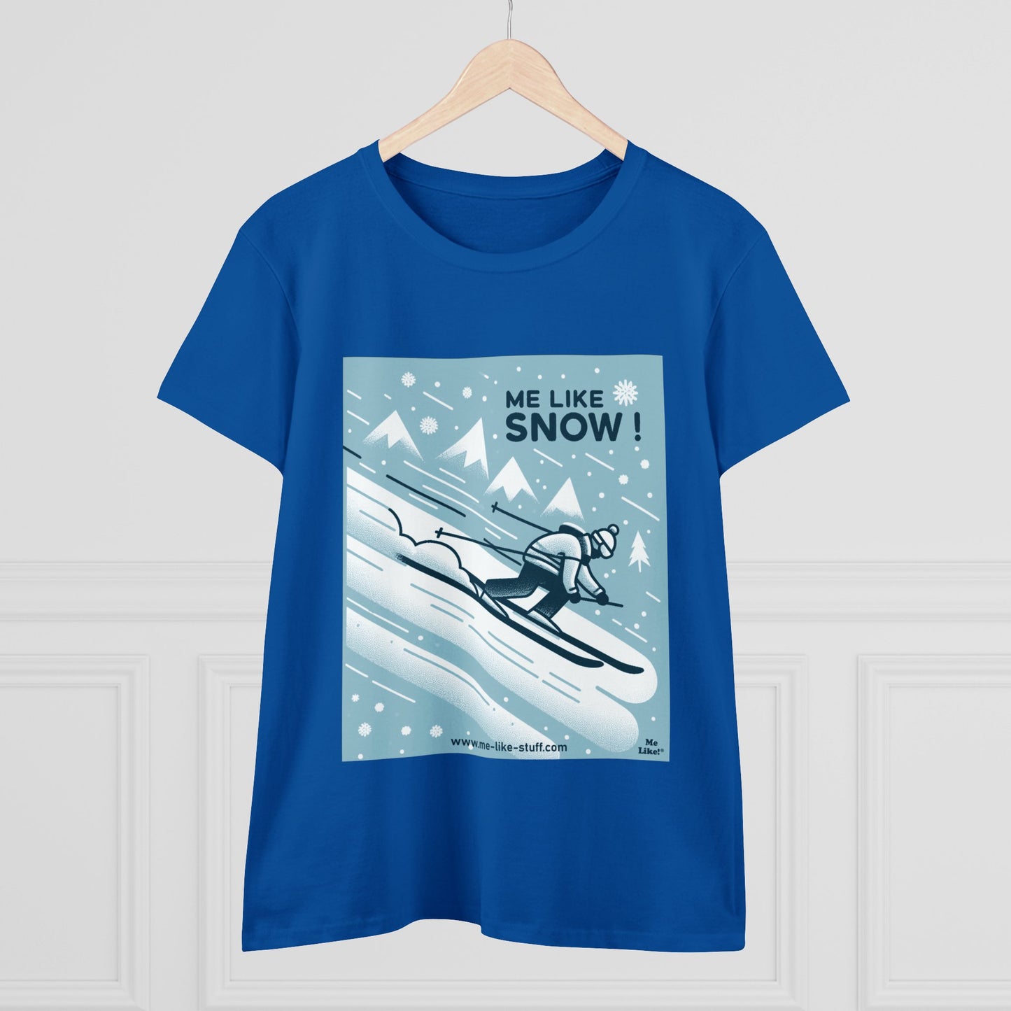 Women's Heavy Cotton Tee - Me Like Snow! (Ski #2)