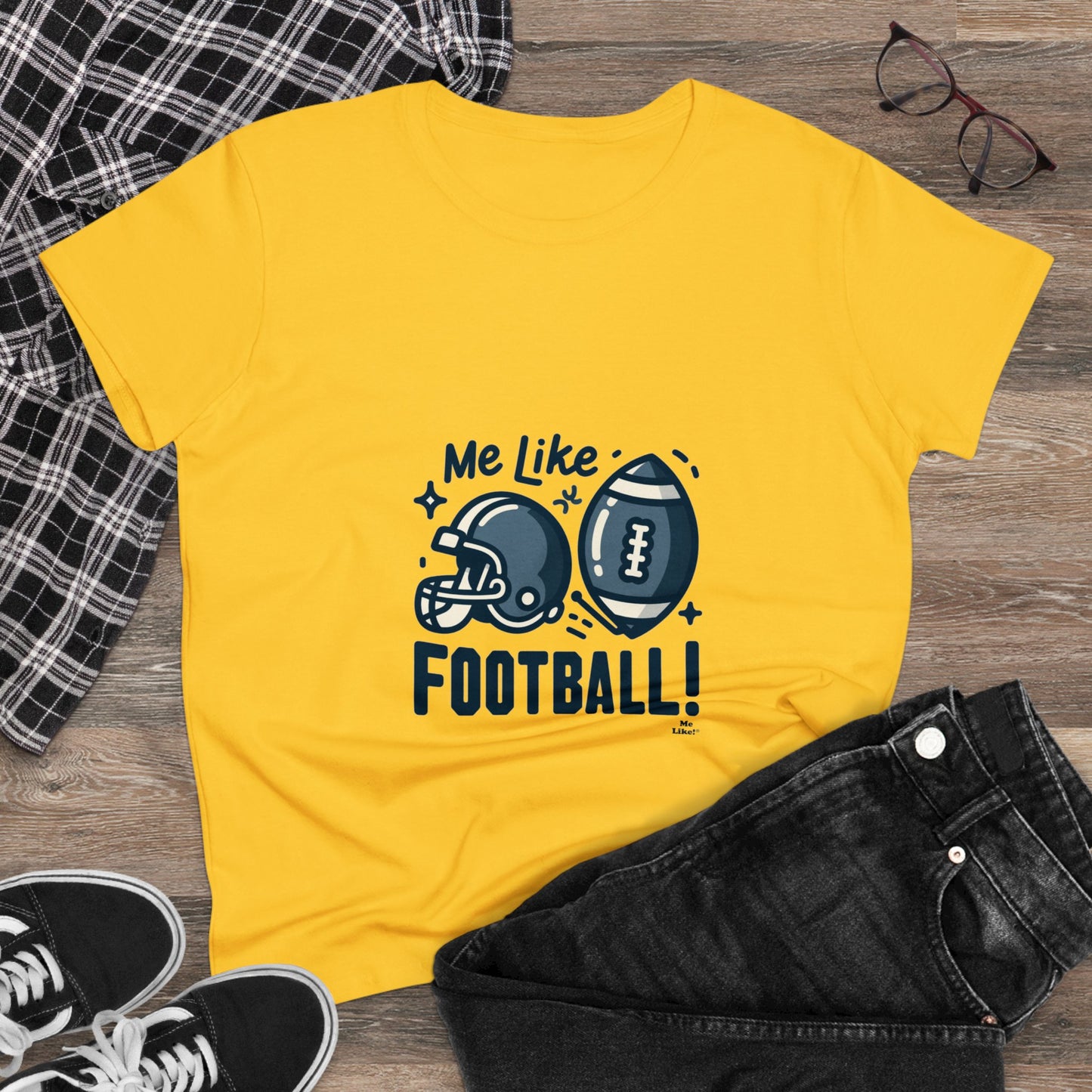 Me Like Football! - Women's Heavy Cotton Tee - (Football #3)