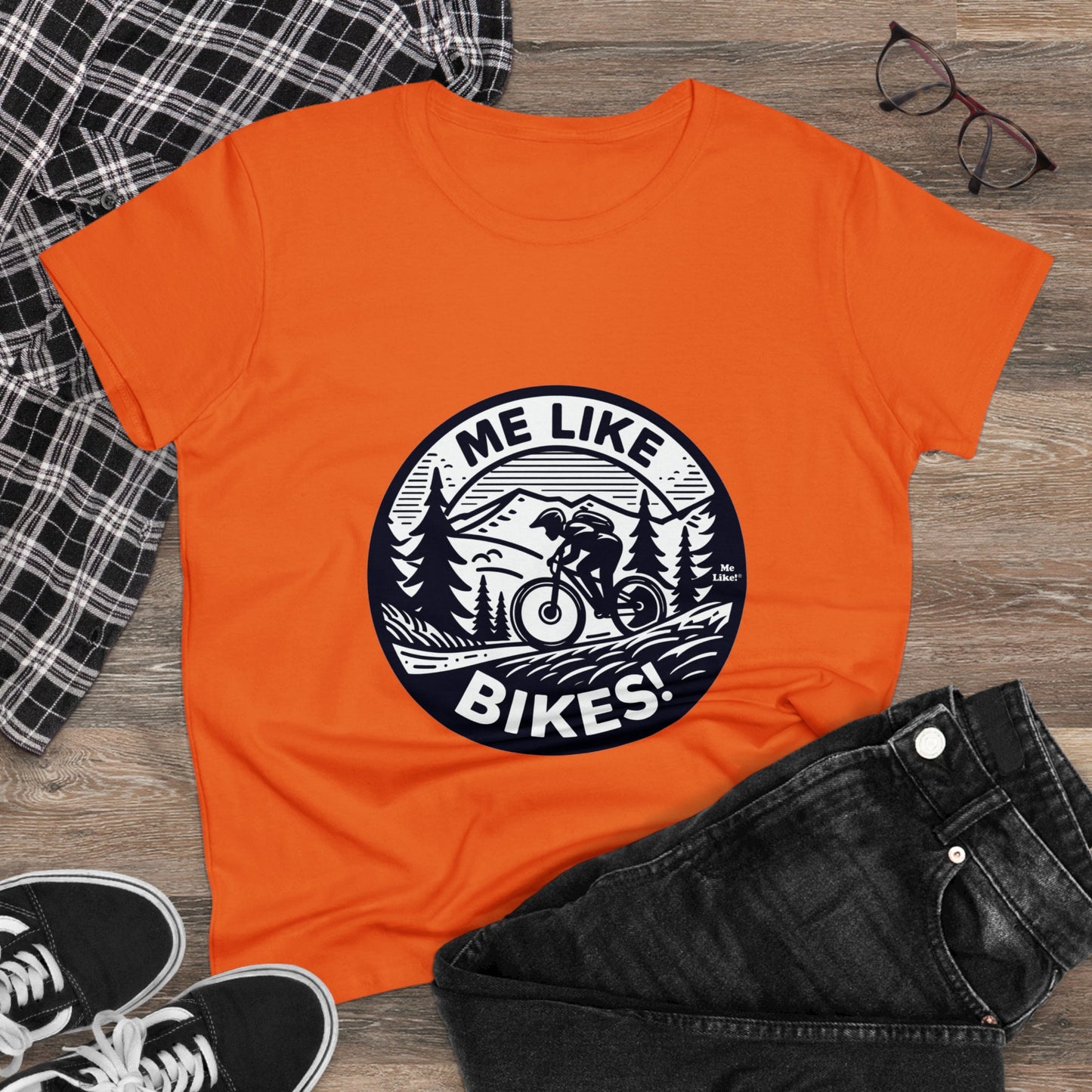 Me Like Bikes! - Women's Heavy Cotton Tee - (Mountain Bike #4)