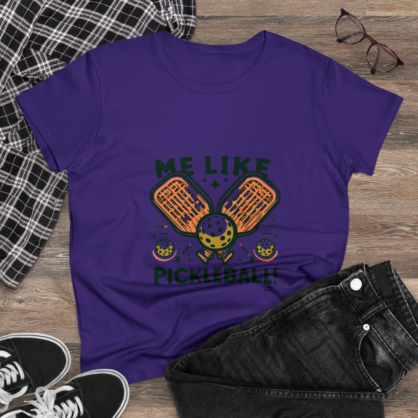 Me Like Pickleball! - Women's Heavy Cotton Tee - (Pickleball #1)