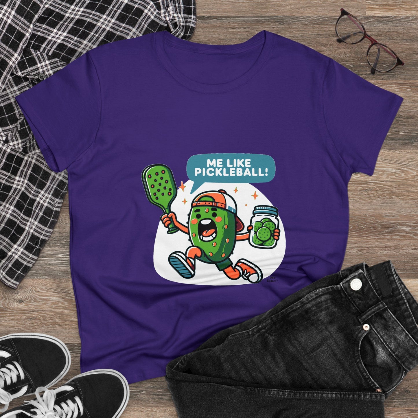 Me Like Pickleball! - Women's Heavy Cotton Tee - (Pickleball #2)