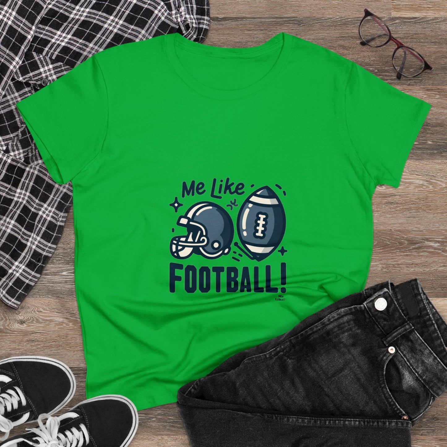 Me Like Football! - Women's Heavy Cotton Tee - (Football #3)