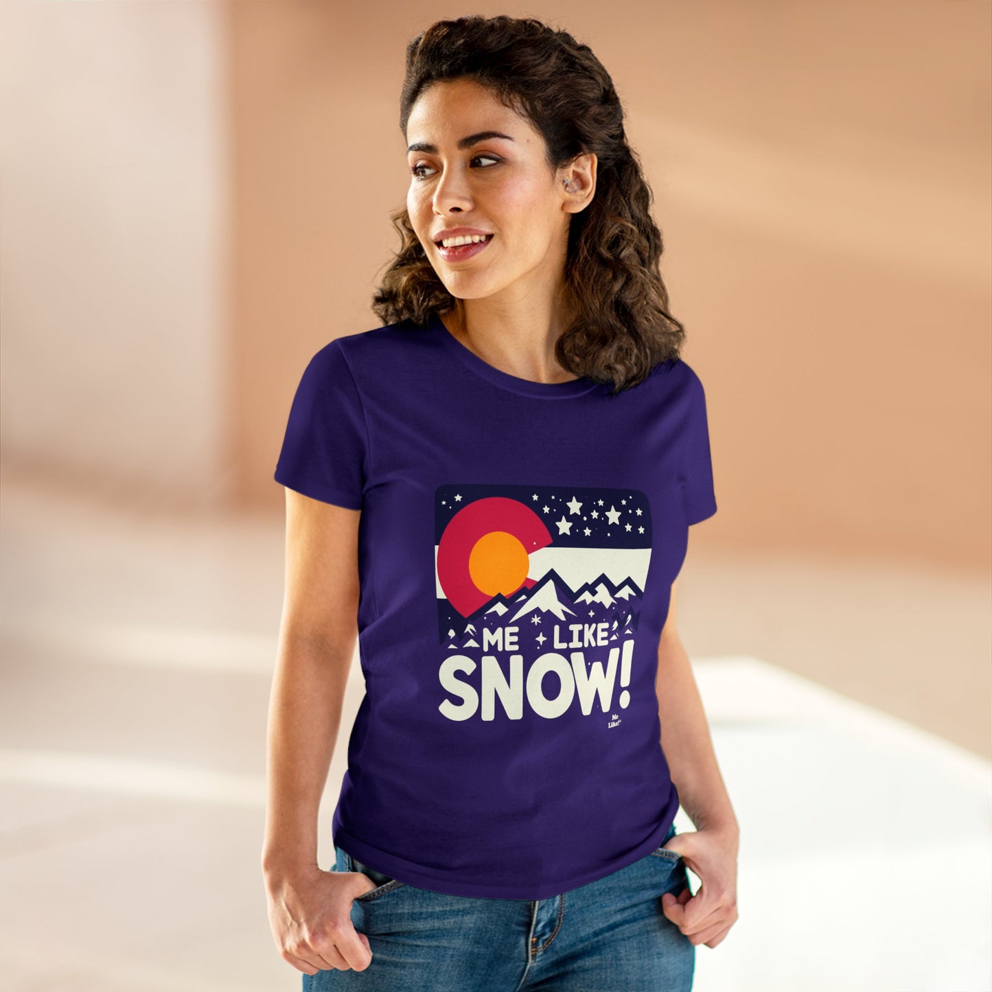 Me Like Snow! - Women's Heavy Cotton Tee - (Snow Colorado #1)