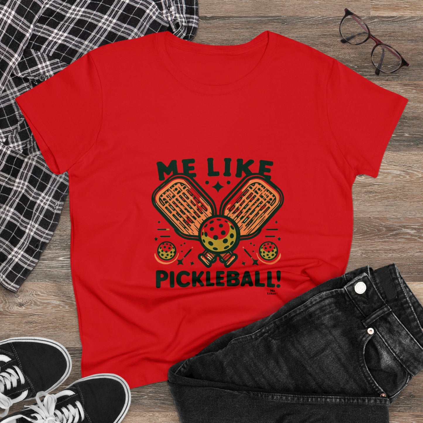 Me Like Pickleball! - Women's Heavy Cotton Tee - (Pickleball #1)