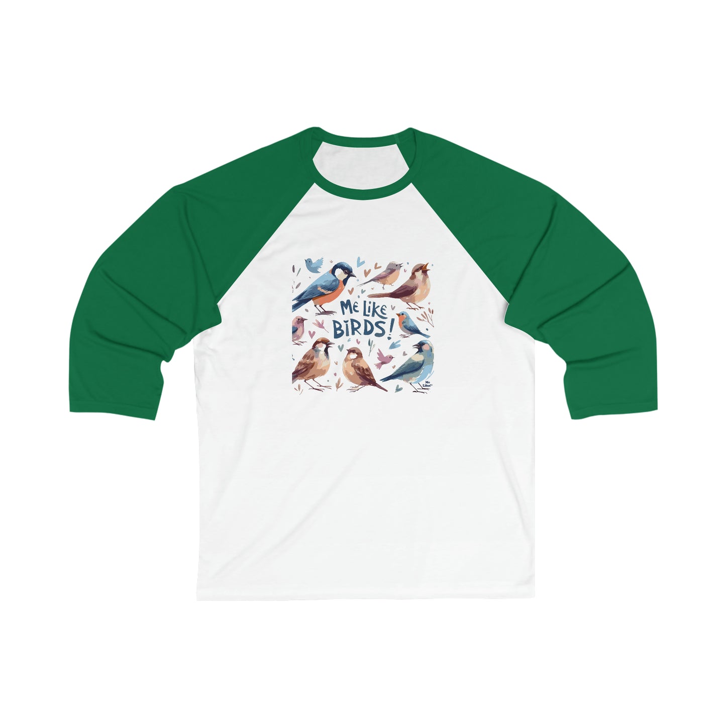 Me Like Birds! - Unisex 3\4 Sleeve Baseball Tee - (Birds #2)