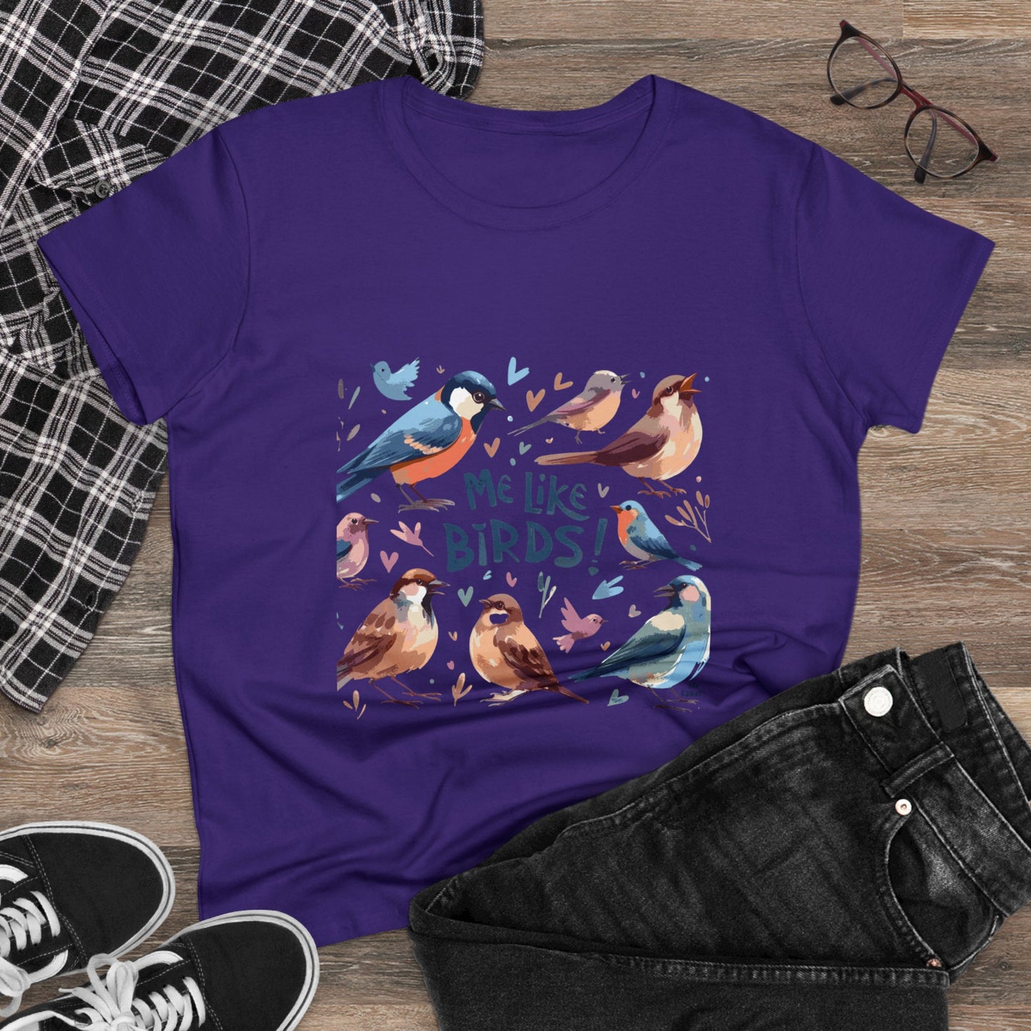 Me Like Birds! - Women's Heavy Cotton Tee - (Birds #2)