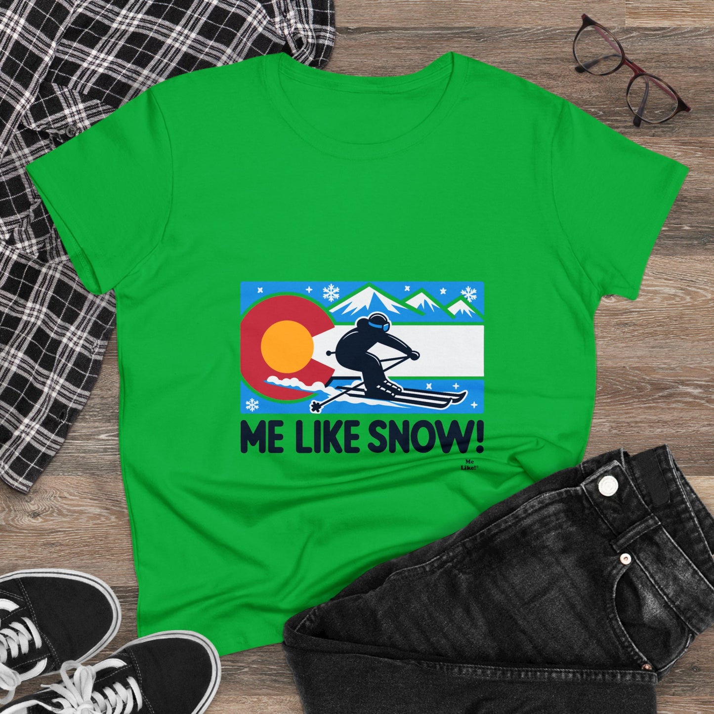 Me Like Snow! - Women's Heavy Cotton Tee - (Ski Colorado #1)