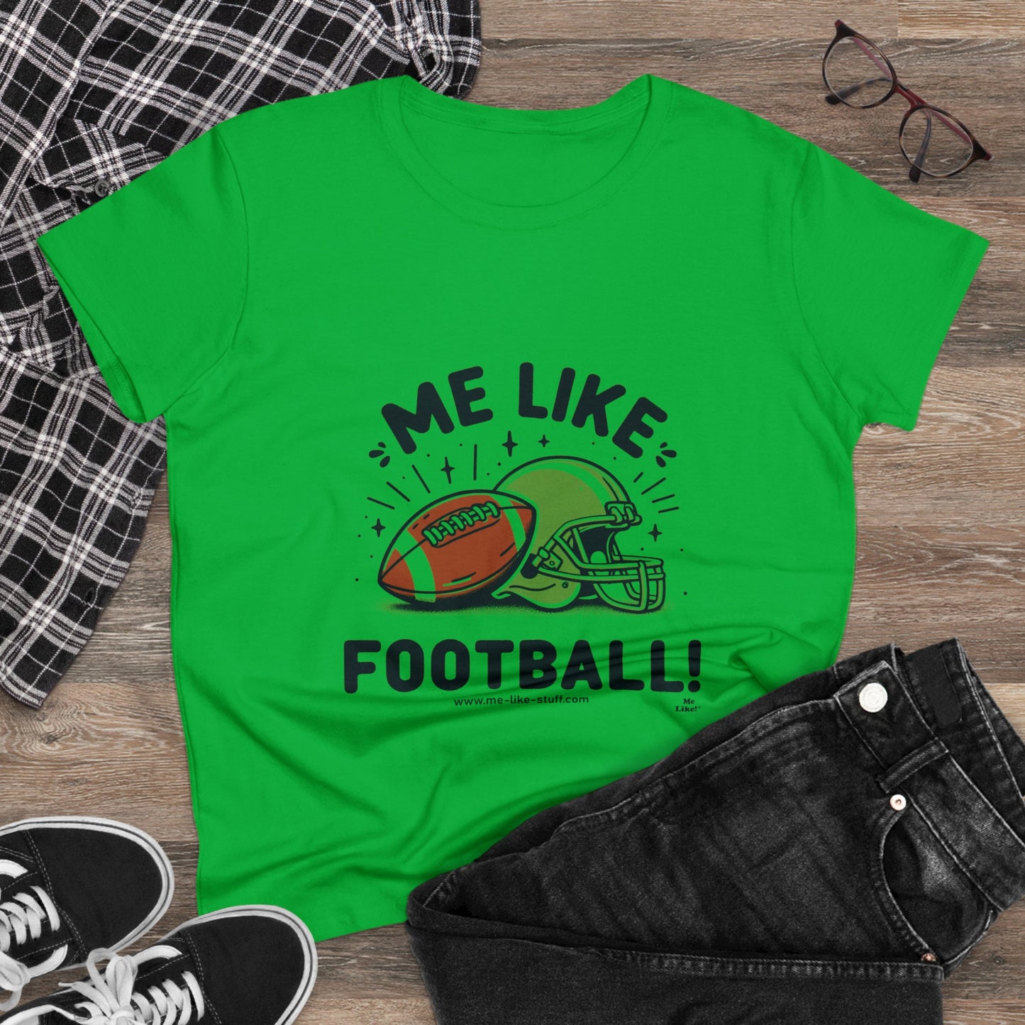 Me Like Football! - Women's Heavy Cotton Tee - (Football #1)