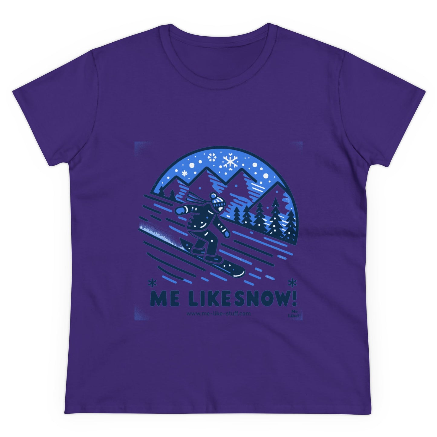 Women's Heavy Cotton Tee - Me Like Snow! (Snowboard #2)