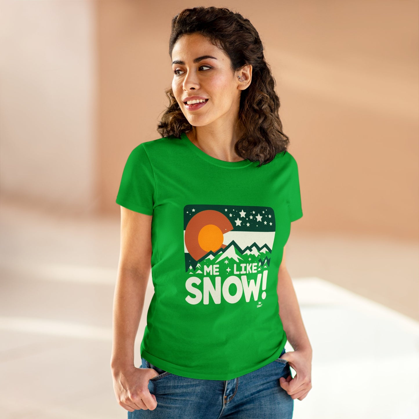 Me Like Snow! - Women's Heavy Cotton Tee - (Snow Colorado #1)