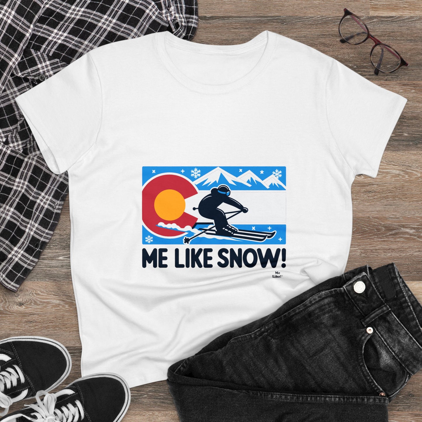 Me Like Snow! - Women's Heavy Cotton Tee - (Ski Colorado #1)