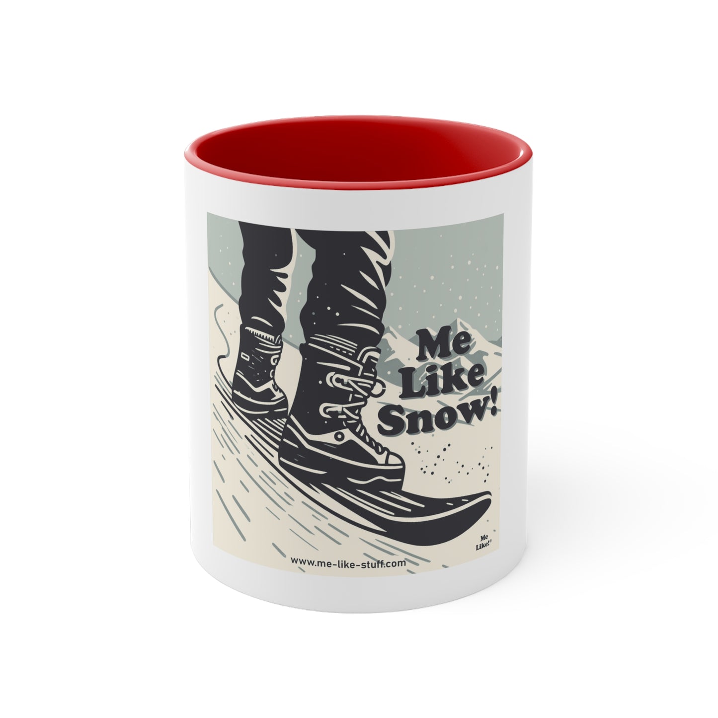 Accent Coffee Mug, 11oz - Me Like Snow! (Snowboard #1)