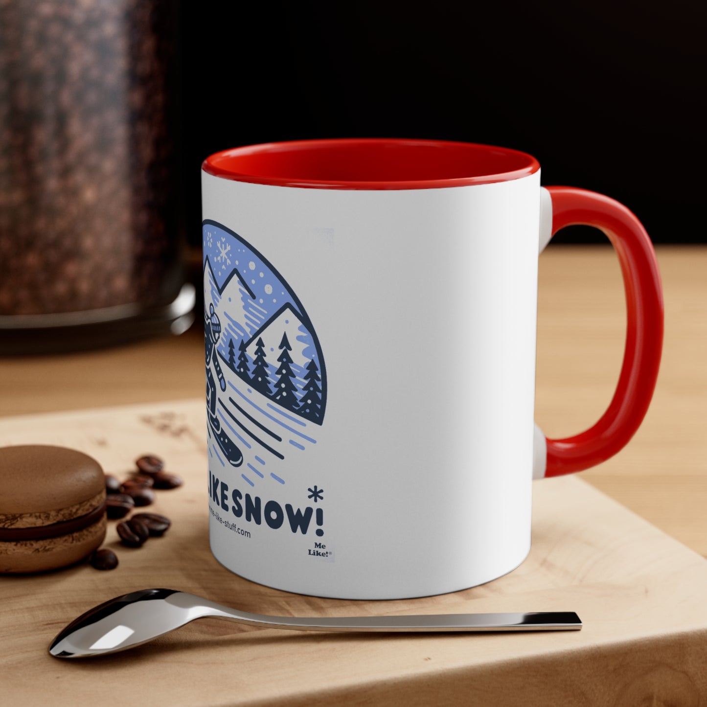 Accent Coffee Mug, 11oz - Me Like Snow! (Snowboard #2)