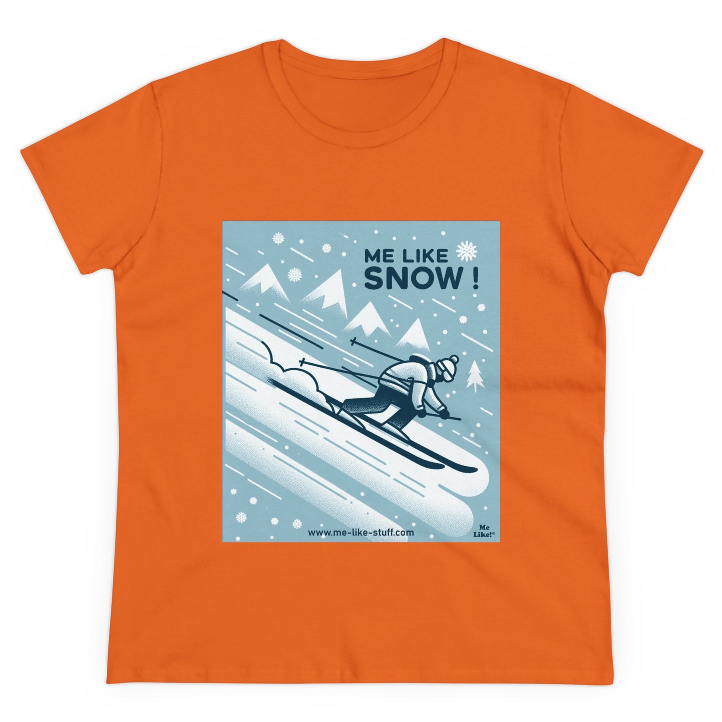 Women's Heavy Cotton Tee - Me Like Snow! (Ski #2)