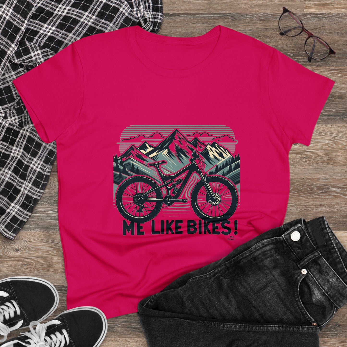 Me Like Bikes! - Women's Heavy Cotton Tee - (Mountain Bike #5)