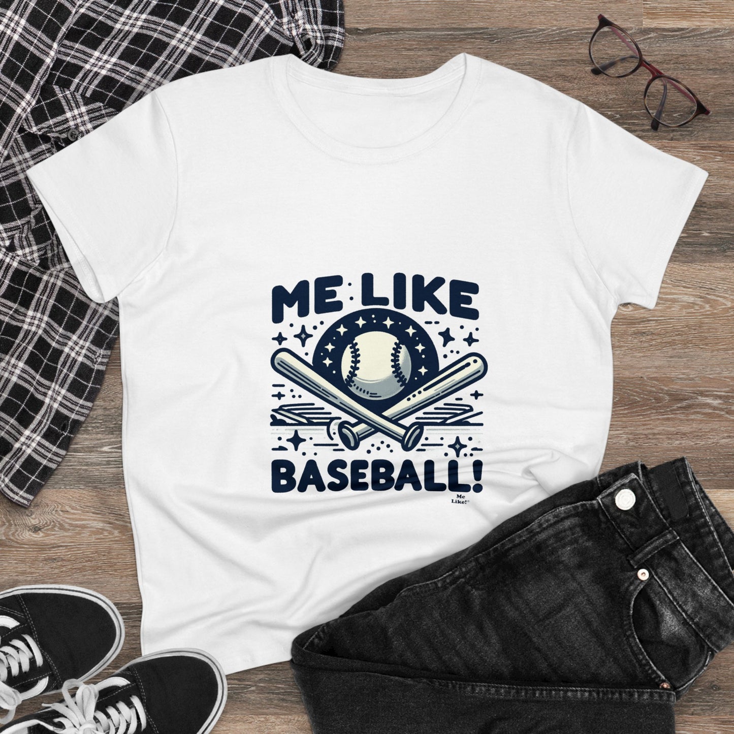 Me Like Baseball! - Women's Heavy Cotton Tee - (Baseball #2)