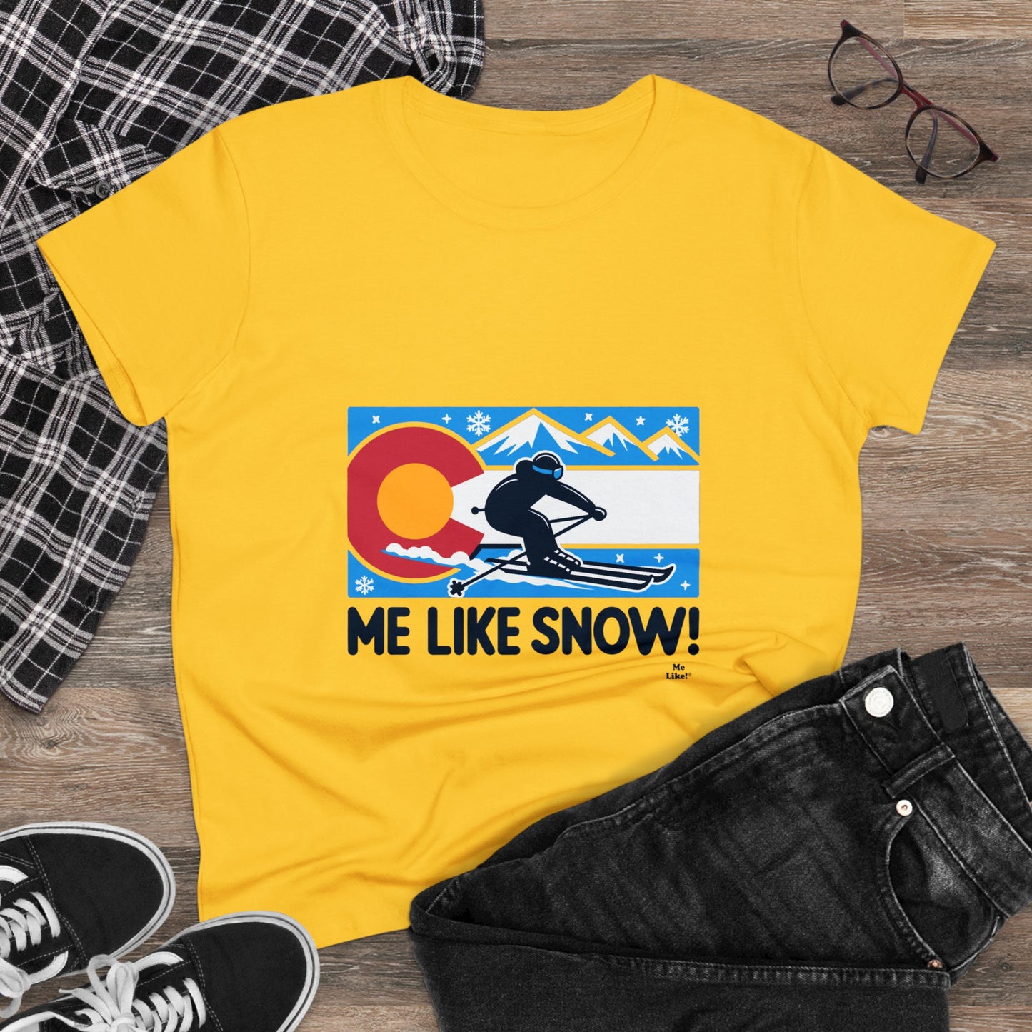 Me Like Snow! - Women's Heavy Cotton Tee - (Ski Colorado #1)