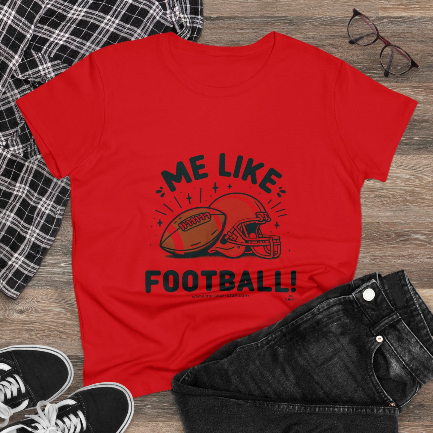 Me Like Football! - Women's Heavy Cotton Tee - (Football #1)