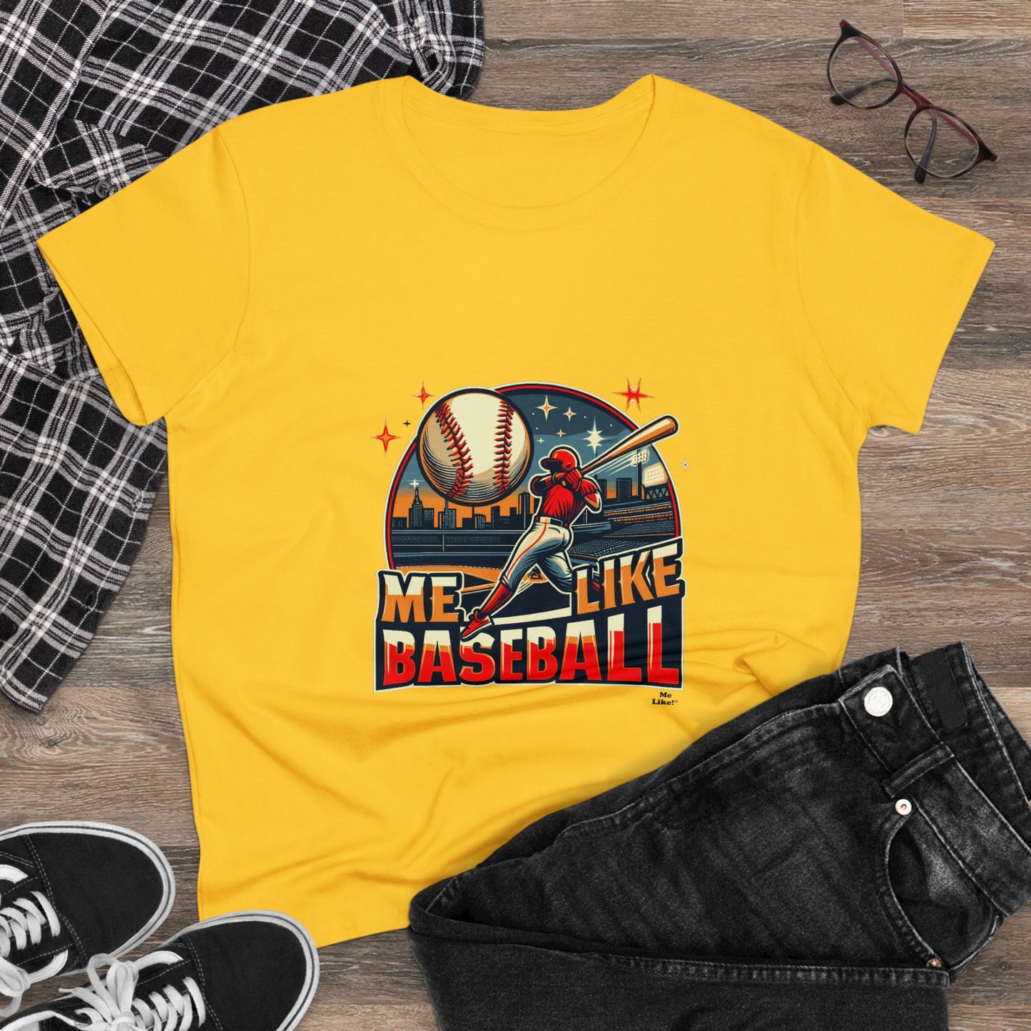 Me Like Baseball! - Women's Heavy Cotton Tee - (Baseball #1)