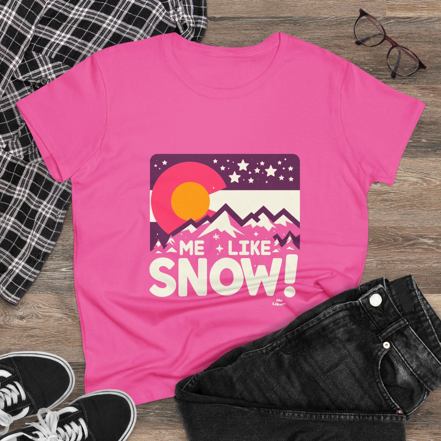 Me Like Snow! - Women's Heavy Cotton Tee - (Snow Colorado #1)