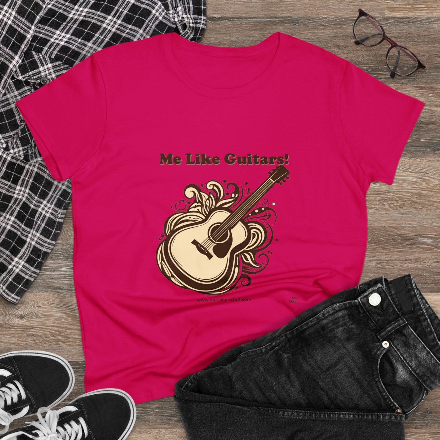 Women's Heavy Cotton Tee - Me Like Guitars! (Acoustic #1)