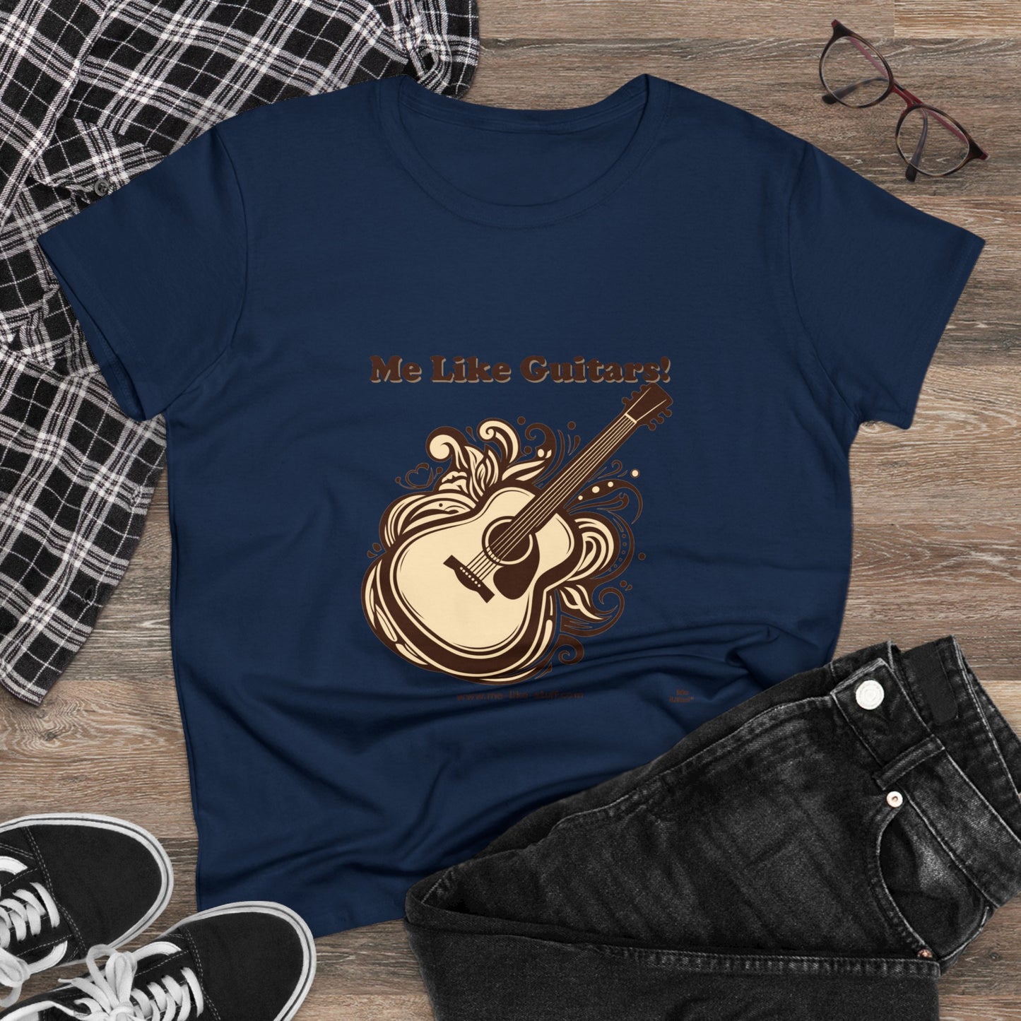 Women's Heavy Cotton Tee - Me Like Guitars! (Acoustic #1)