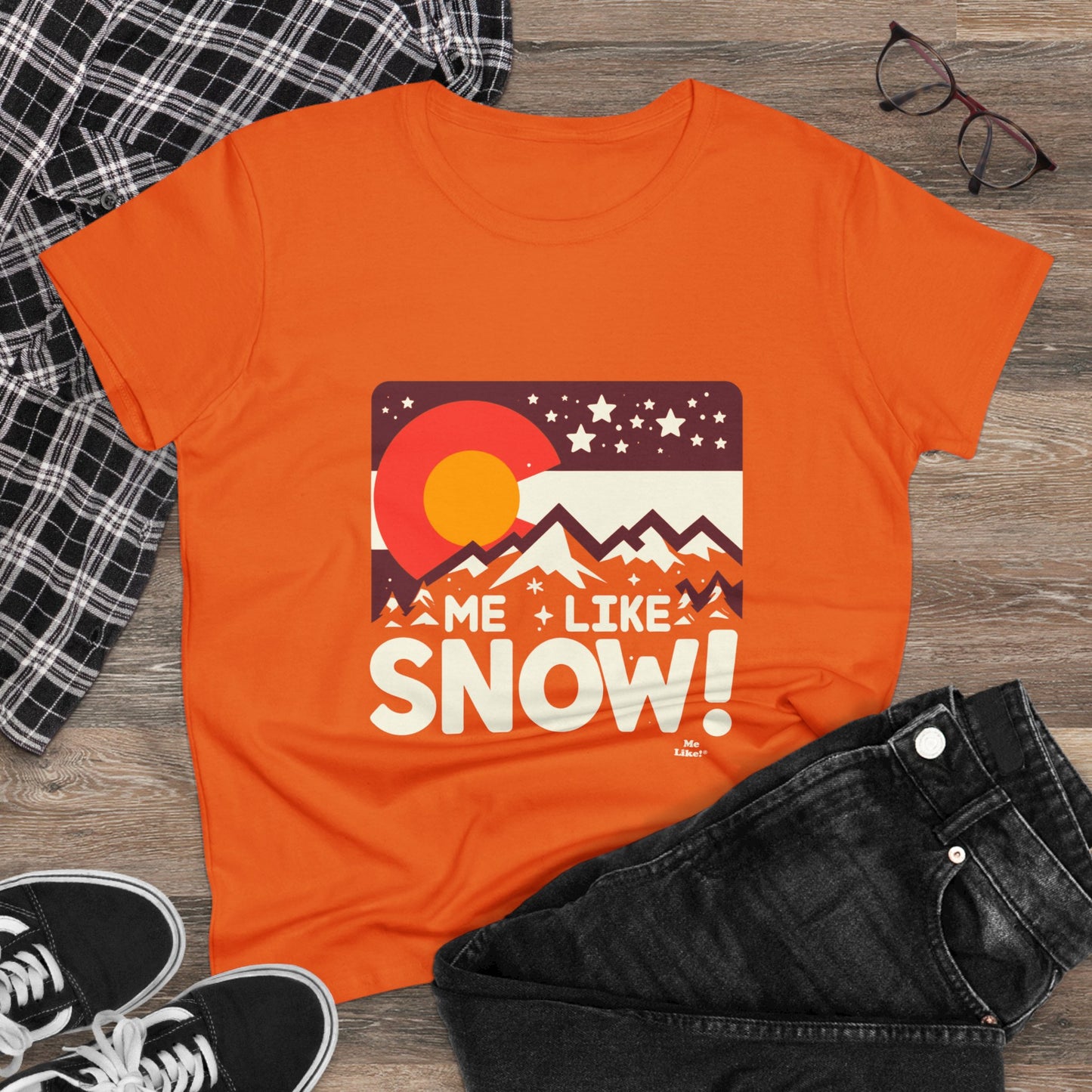 Me Like Snow! - Women's Heavy Cotton Tee - (Snow Colorado #1)