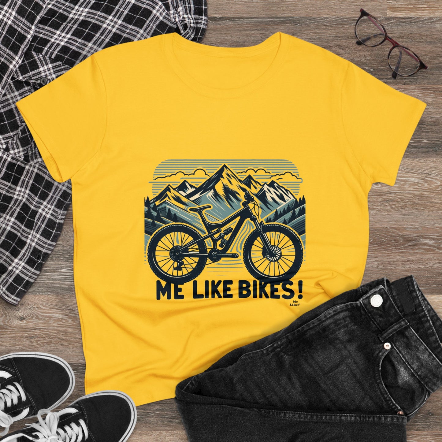 Me Like Bikes! - Women's Heavy Cotton Tee - (Mountain Bike #5)