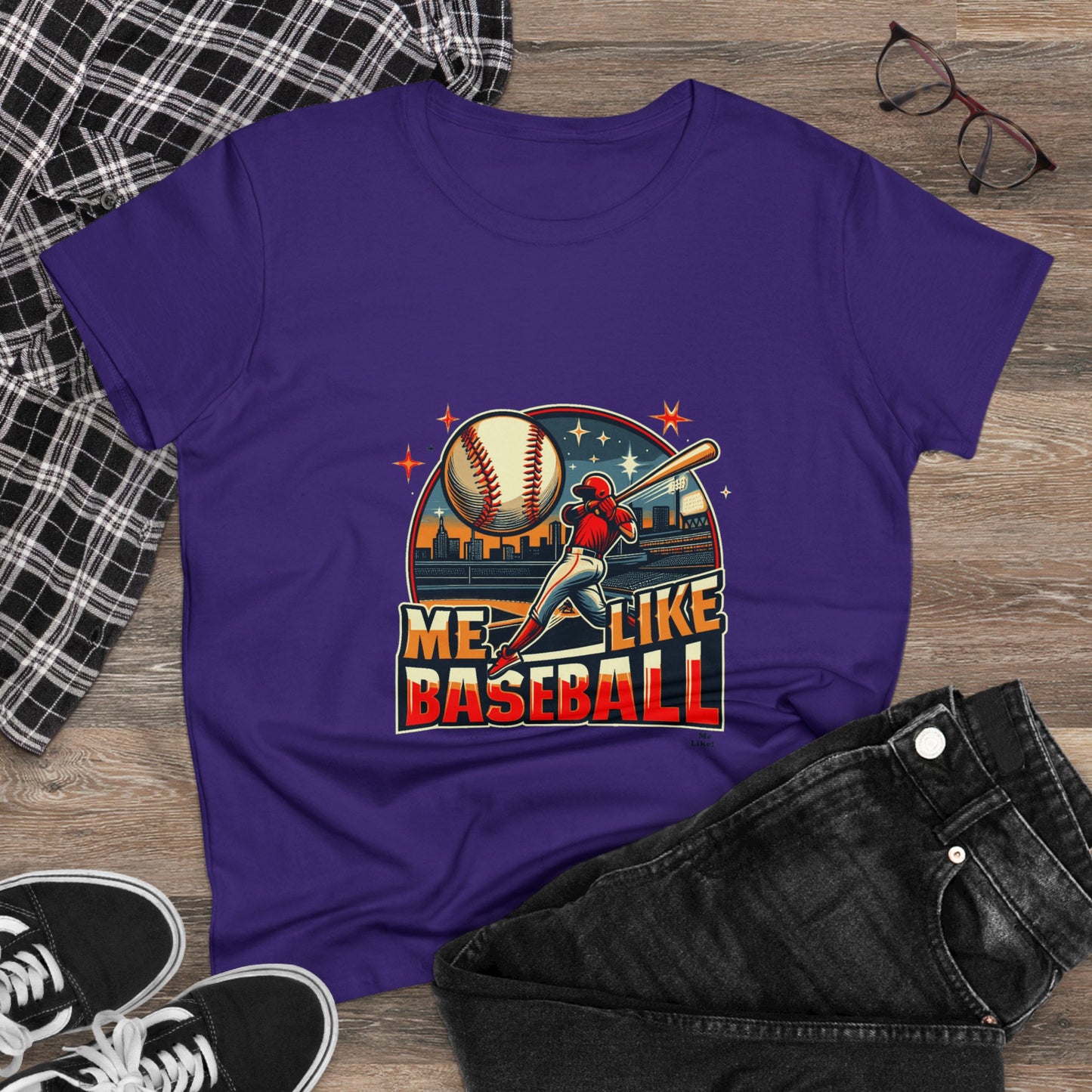 Me Like Baseball! - Women's Heavy Cotton Tee - (Baseball #1)