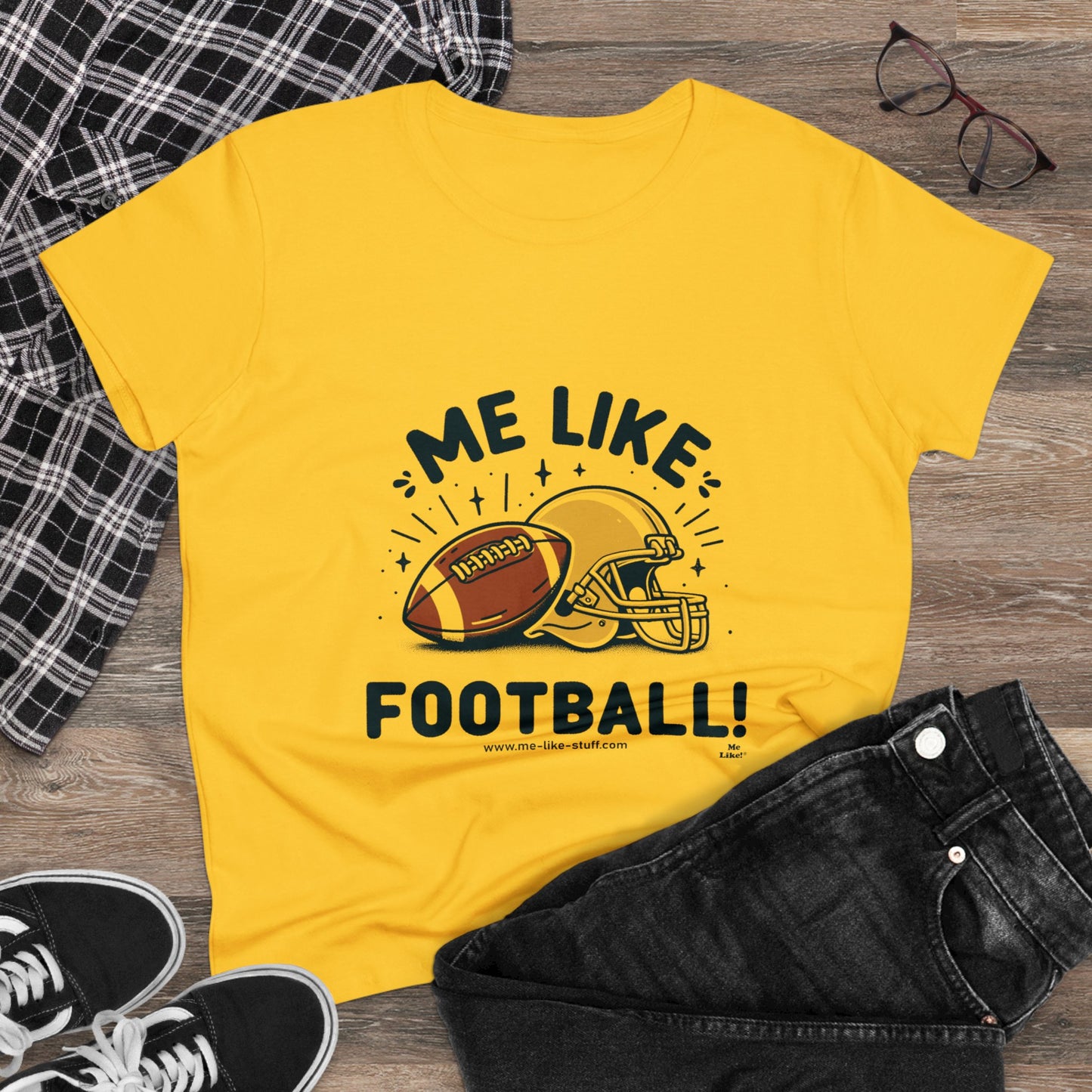 Me Like Football! - Women's Heavy Cotton Tee - (Football #1)