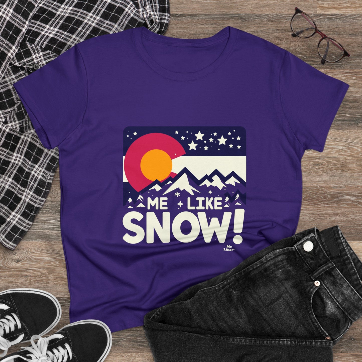 Me Like Snow! - Women's Heavy Cotton Tee - (Snow Colorado #1)