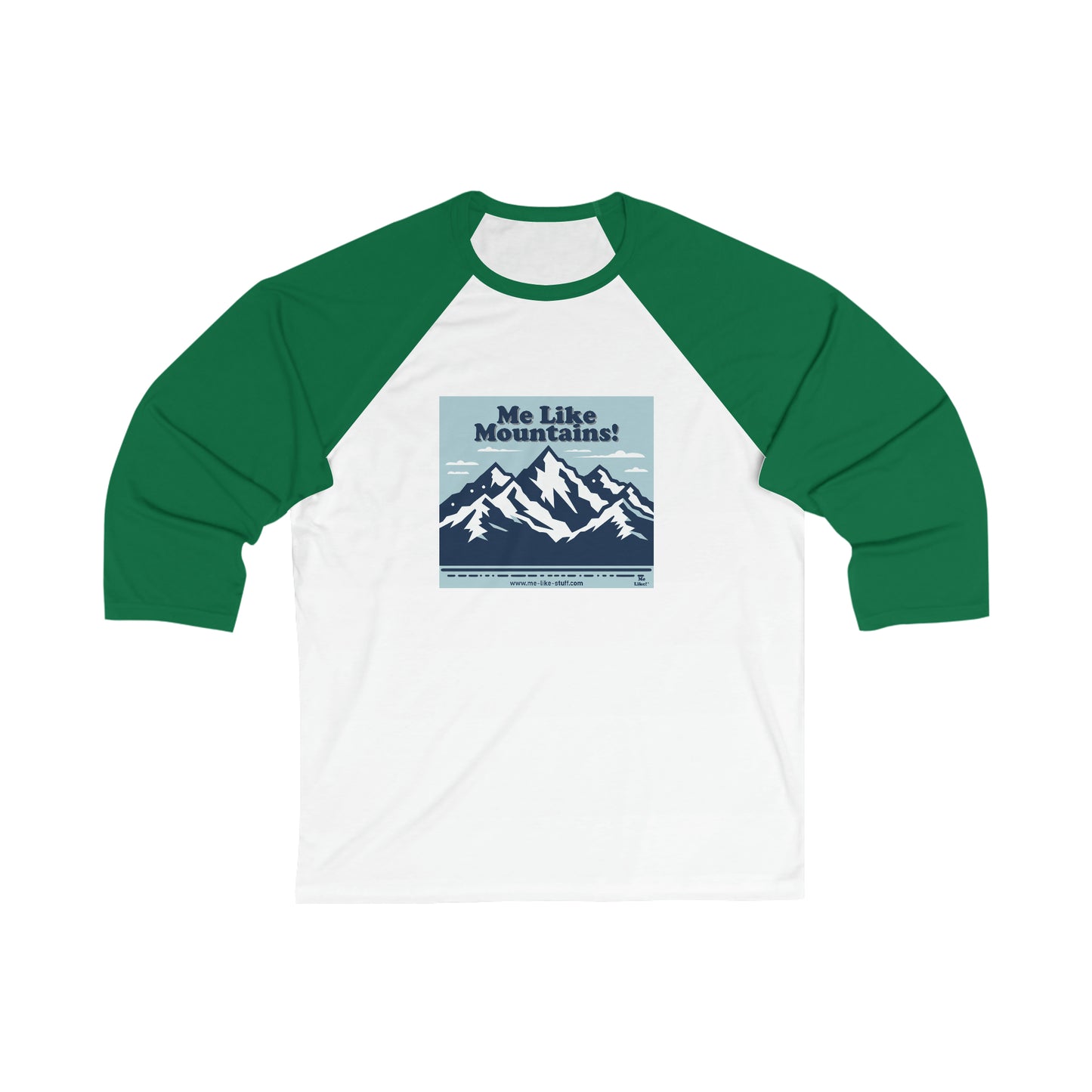 Unisex 3\4 Sleeve Baseball Tee - Me Like Mountains! (#2)