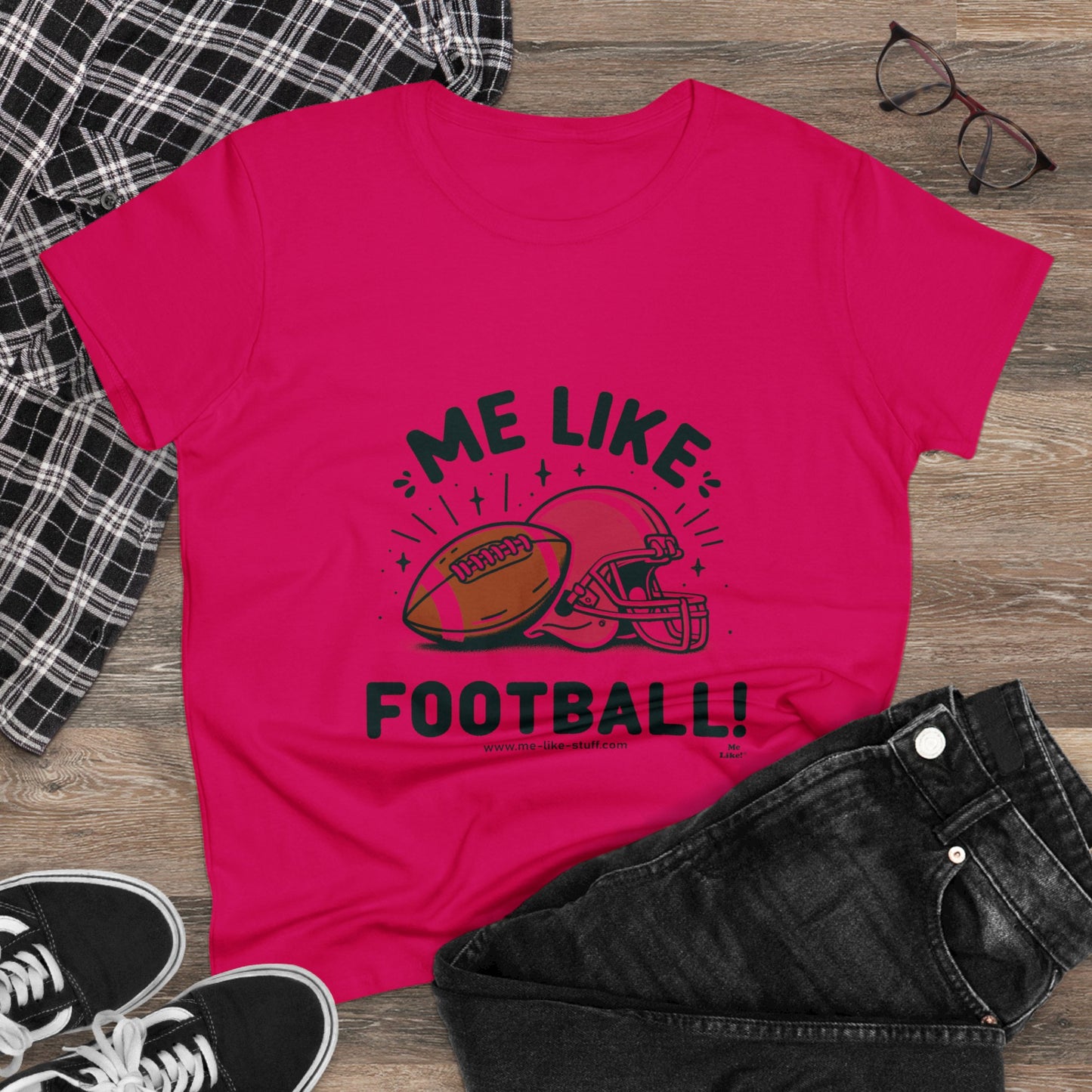 Me Like Football! - Women's Heavy Cotton Tee - (Football #1)