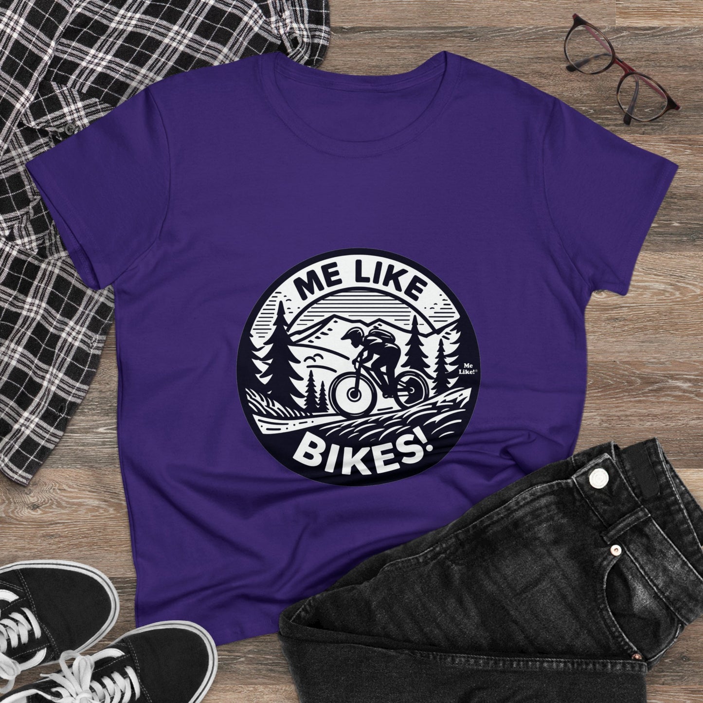 Me Like Bikes! - Women's Heavy Cotton Tee - (Mountain Bike #4)