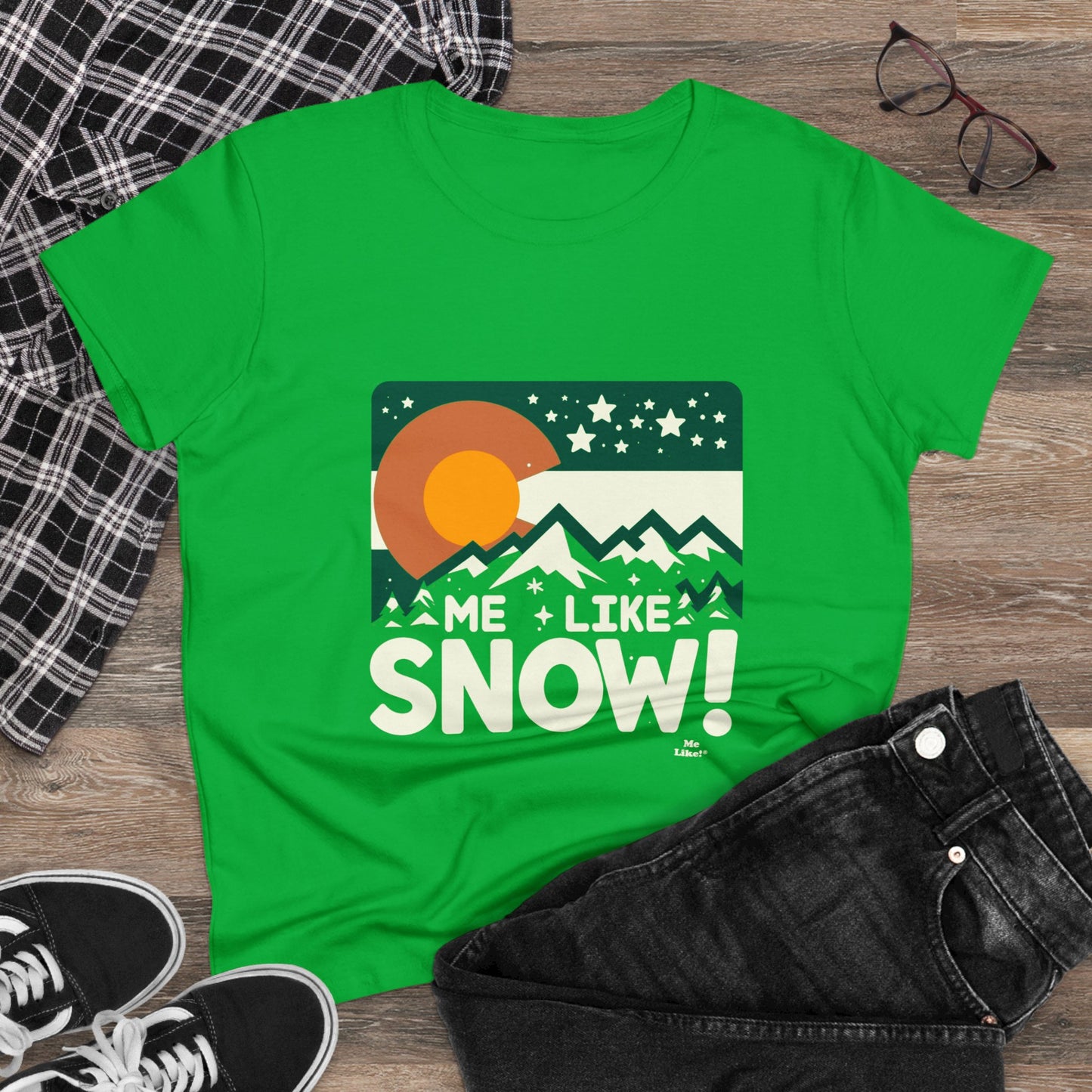 Me Like Snow! - Women's Heavy Cotton Tee - (Snow Colorado #1)