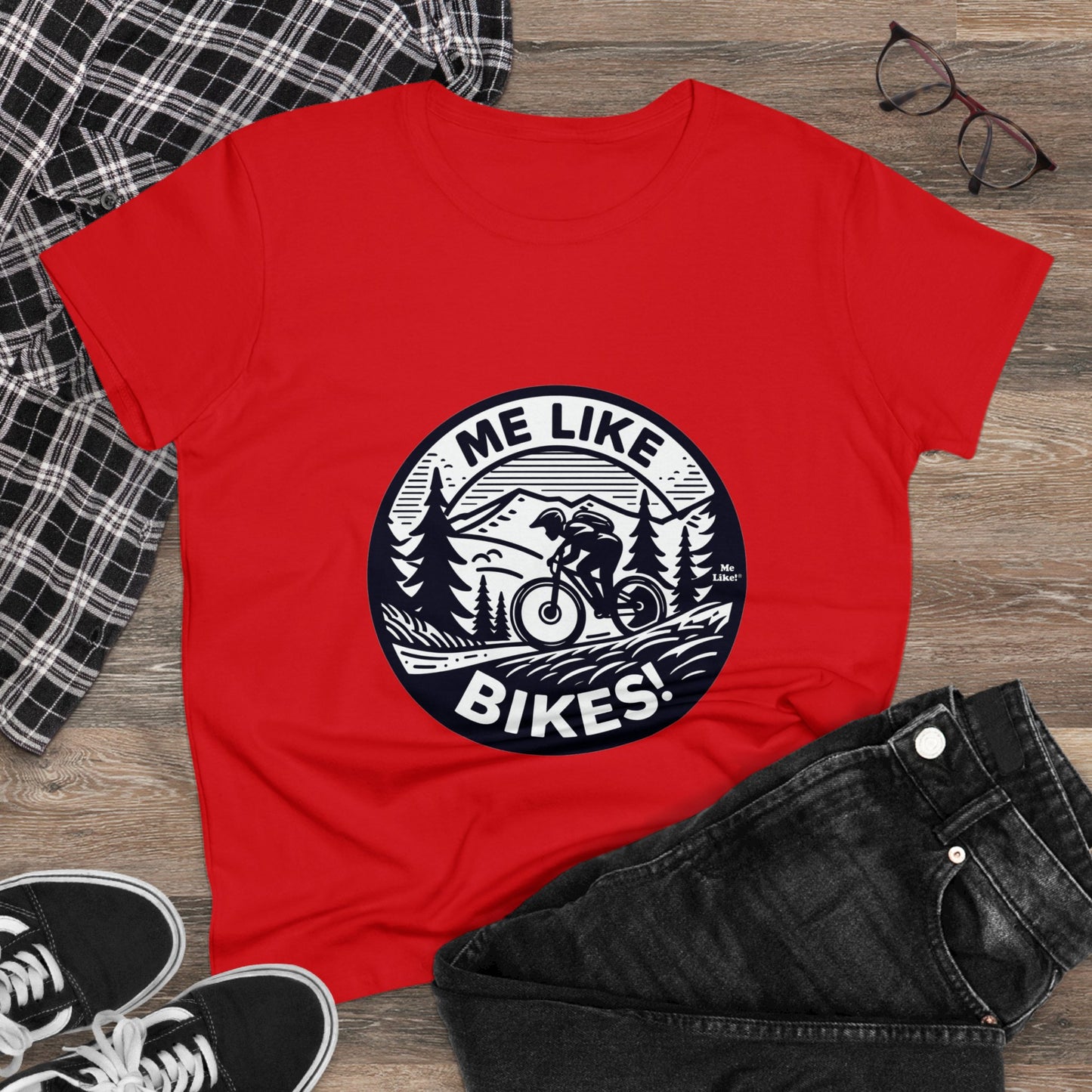 Me Like Bikes! - Women's Heavy Cotton Tee - (Mountain Bike #4)