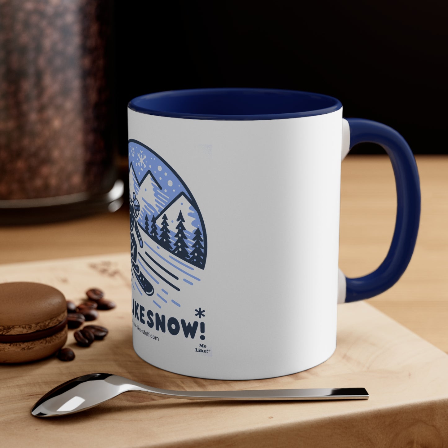 Accent Coffee Mug, 11oz - Me Like Snow! (Snowboard #2)