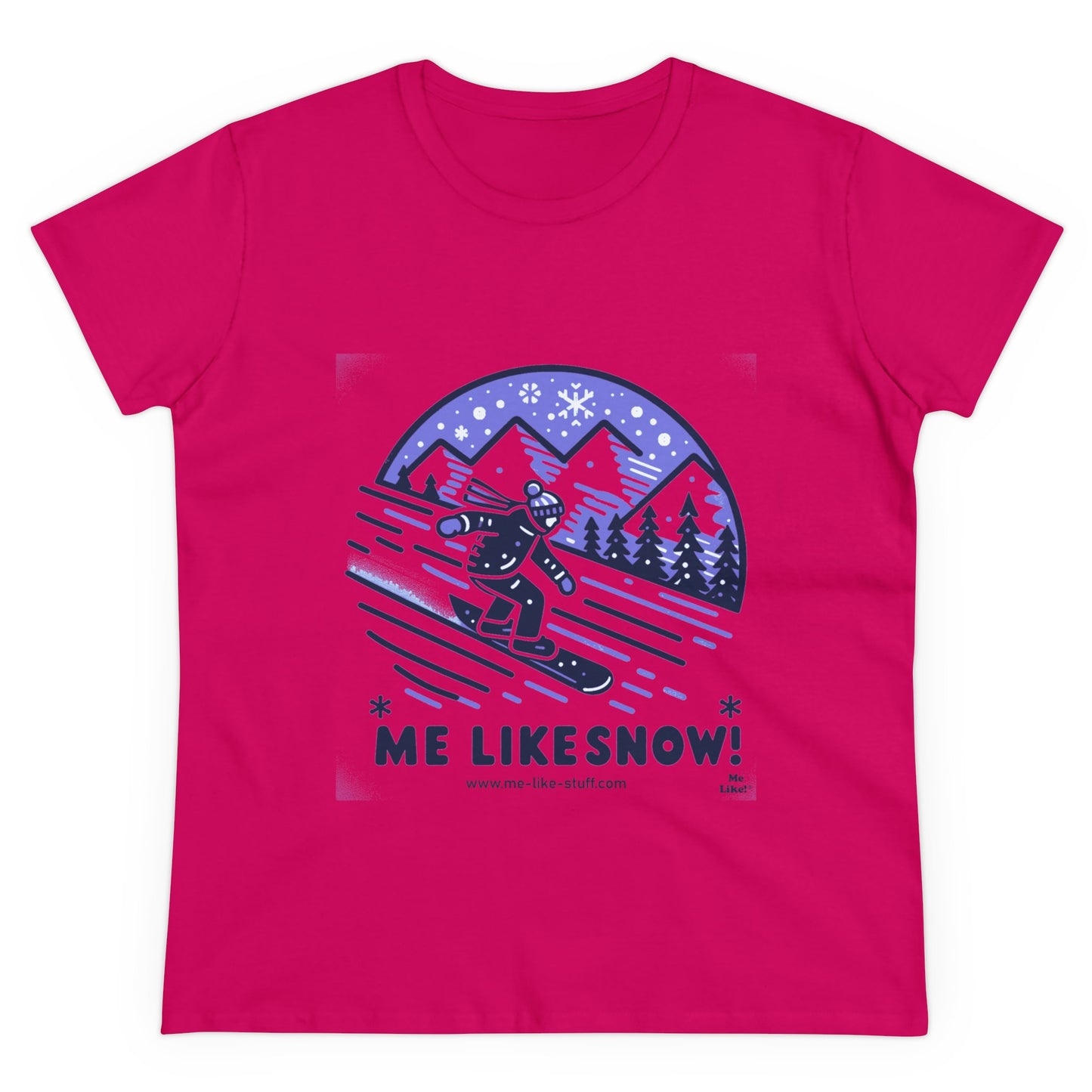 Women's Heavy Cotton Tee - Me Like Snow! (Snowboard #2)