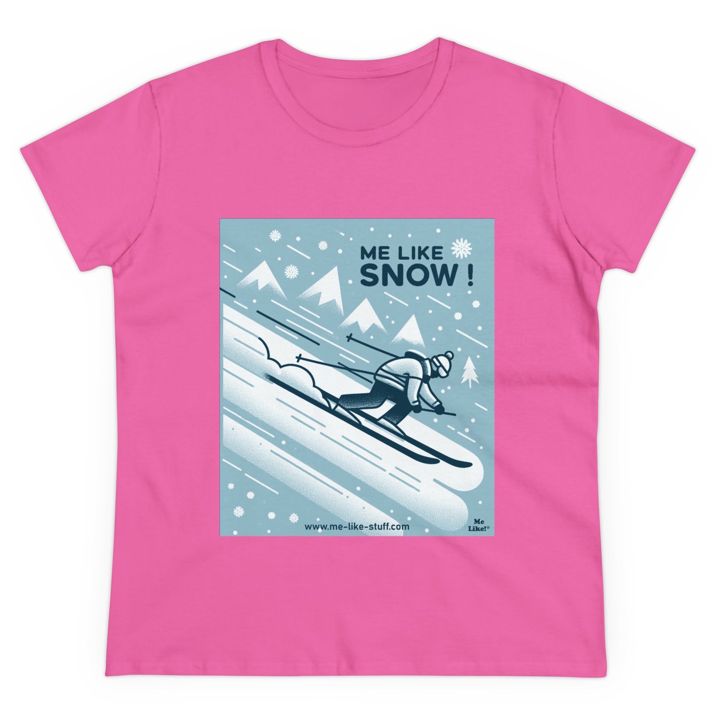 Women's Heavy Cotton Tee - Me Like Snow! (Ski #2)