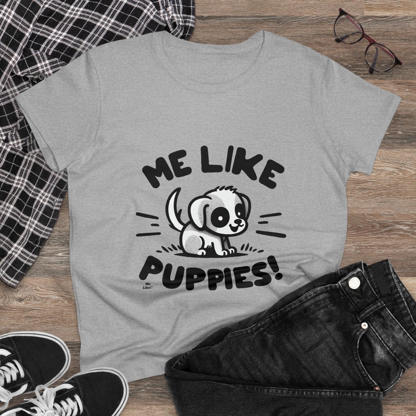 Me Like Puppies! - Women's Heavy Cotton Tee - (#2)