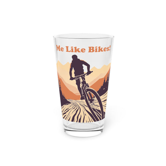 Pint Glass, 16oz - Me Like Bikes! (Mountain Bike #2)